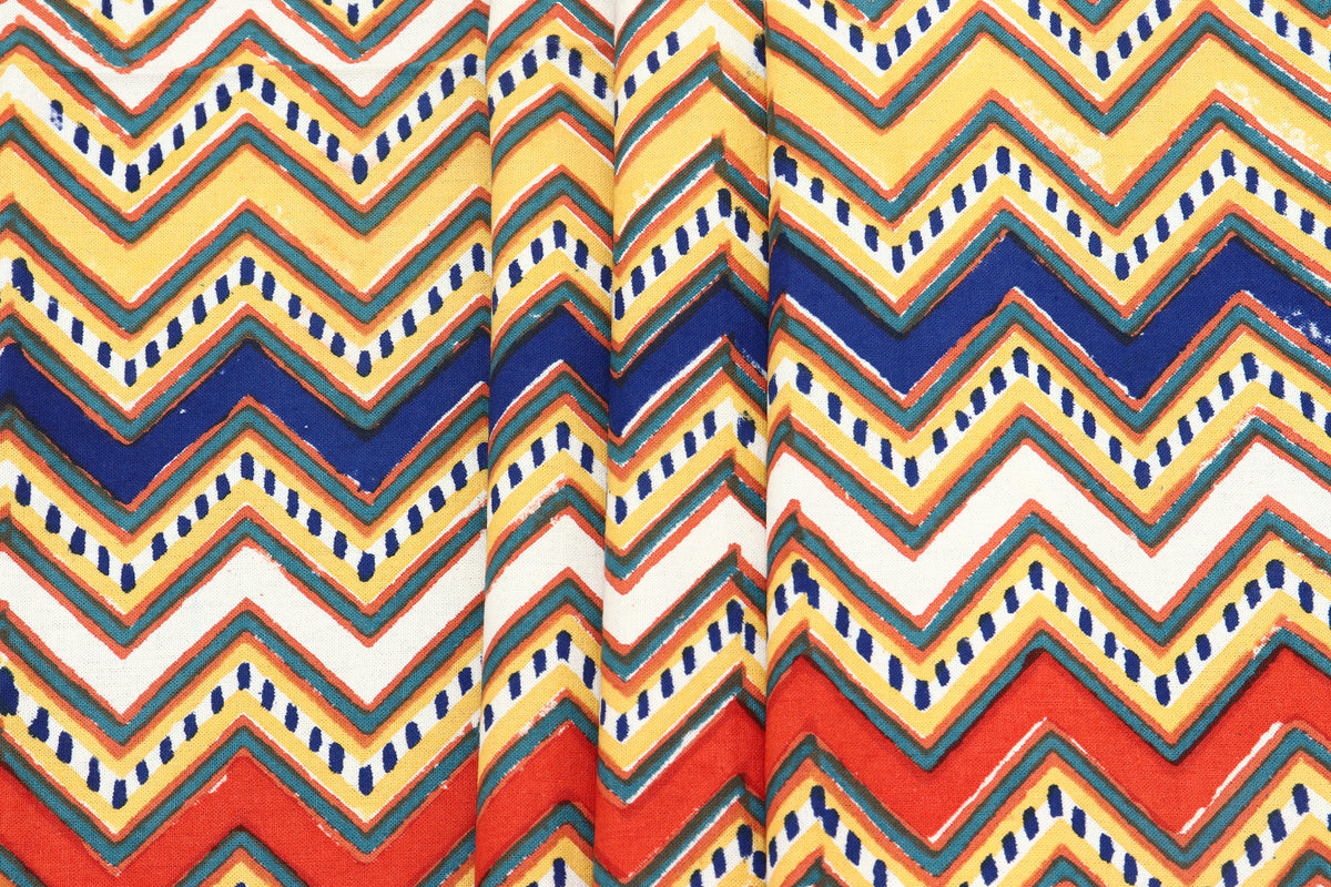 Multicolour colour Pure Cotton Block Print Fabric by the Yard, fabric by the meter, Indian Wood Block, Handstamped