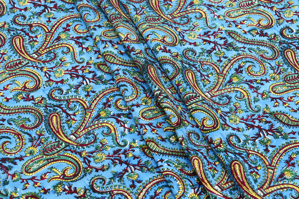 Blue colour Pure cotton Indian block print fabric by the yard, Fabric sample, Indian wood block, Fabric by the meter