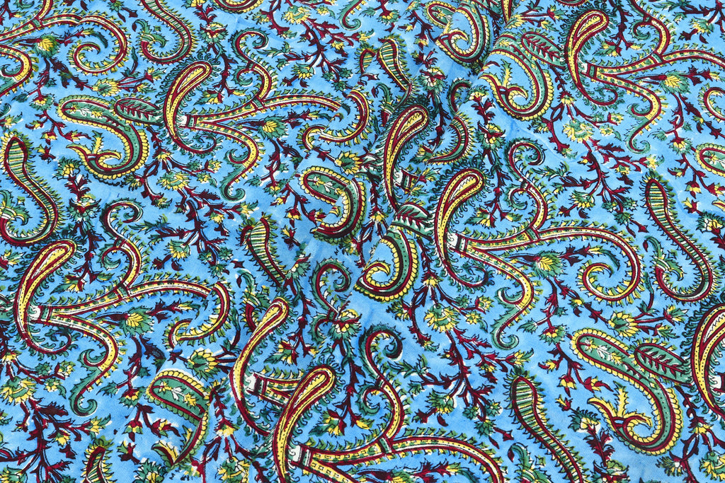 Blue colour Pure cotton Indian block print fabric by the yard, Fabric sample, Indian wood block, Fabric by the meter