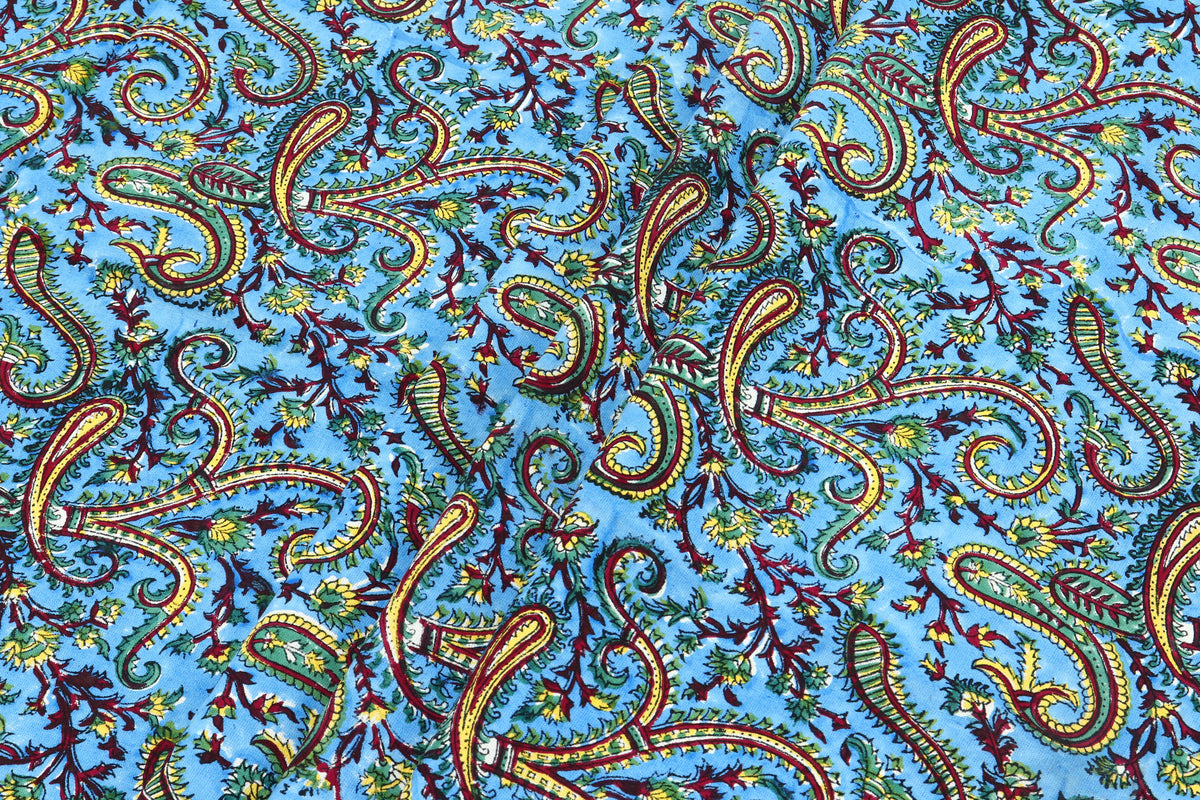 Blue colour Pure cotton Indian block print fabric by the yard, Fabric sample, Indian wood block, Fabric by the meter