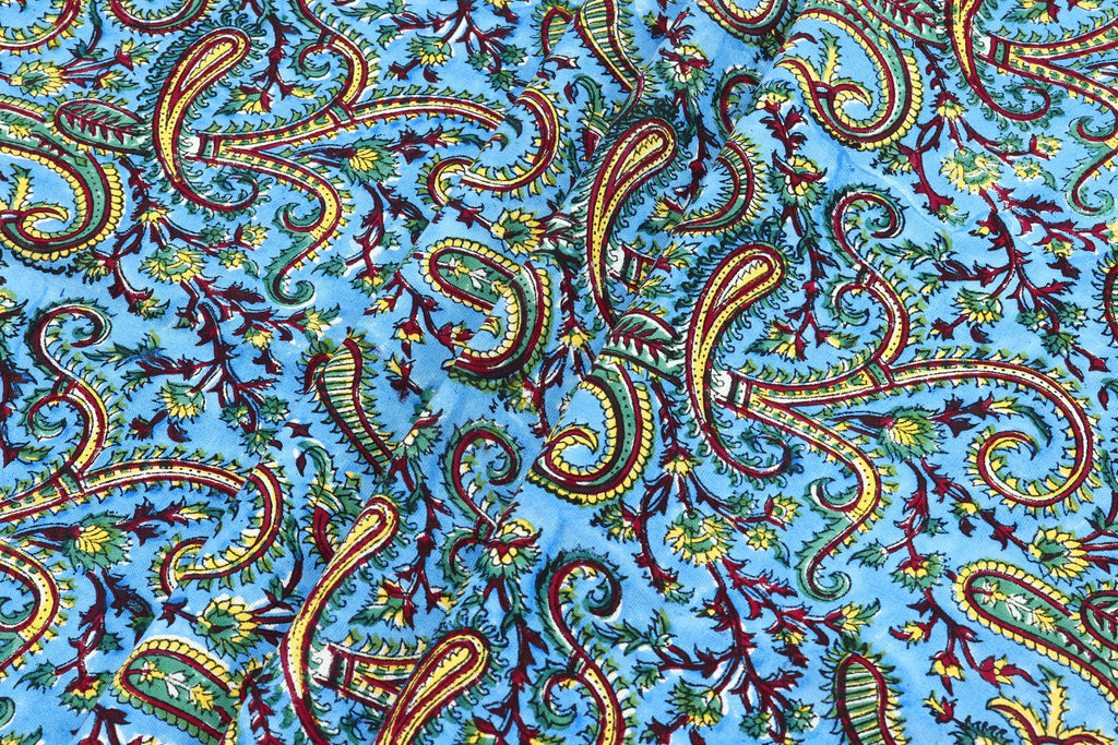 Blue colour Pure cotton Indian block print fabric by the yard, Fabric sample, Indian wood block, Fabric by the meter