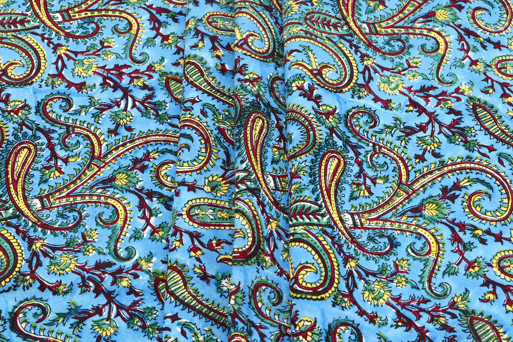 Blue colour Pure cotton Indian block print fabric by the yard, Fabric sample, Indian wood block, Fabric by the meter