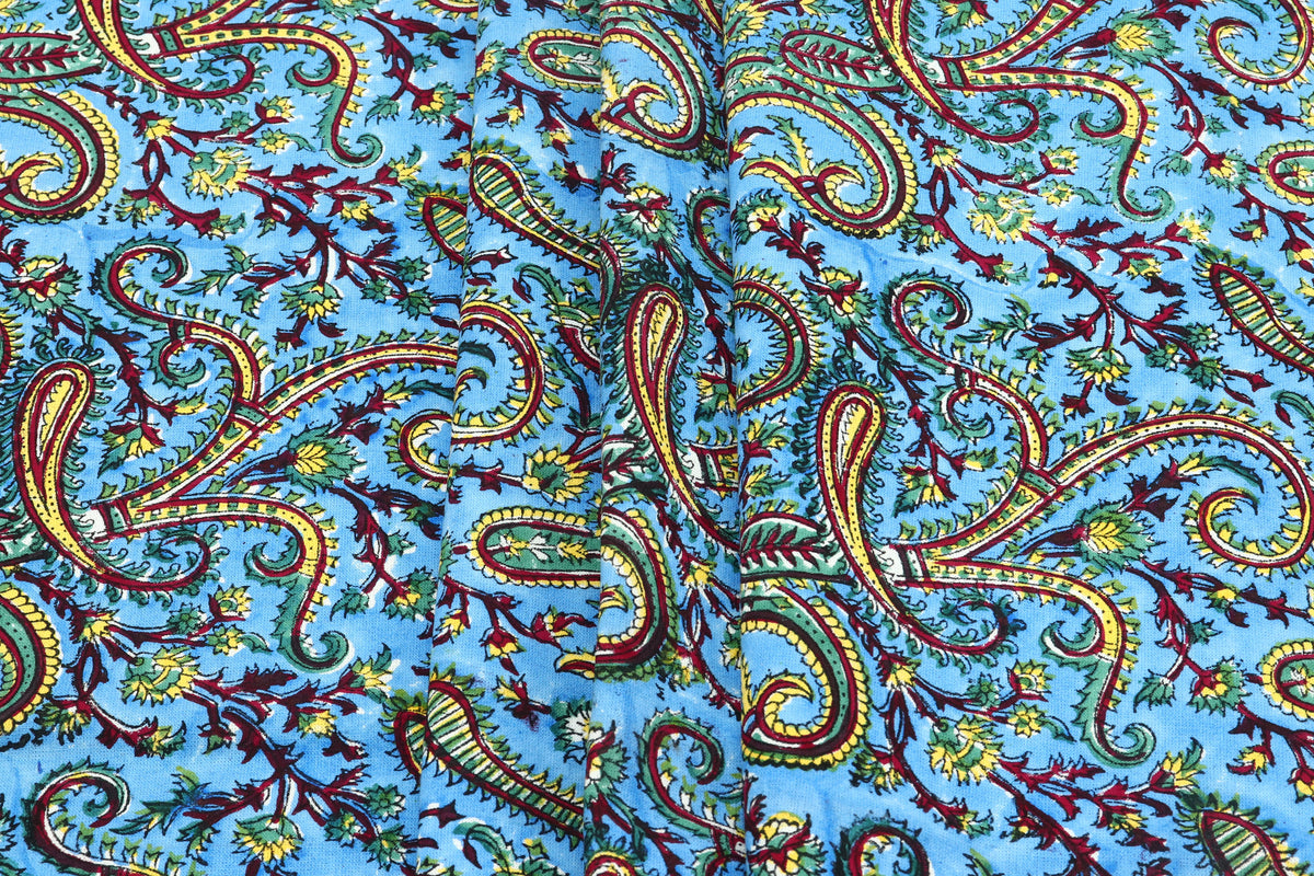 Blue colour Pure cotton Indian block print fabric by the yard, Fabric sample, Indian wood block, Fabric by the meter