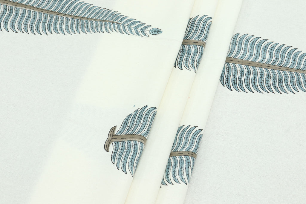 Indian Block Print Cotton Fabric: Mughal Floral Print, Hand Stamped
