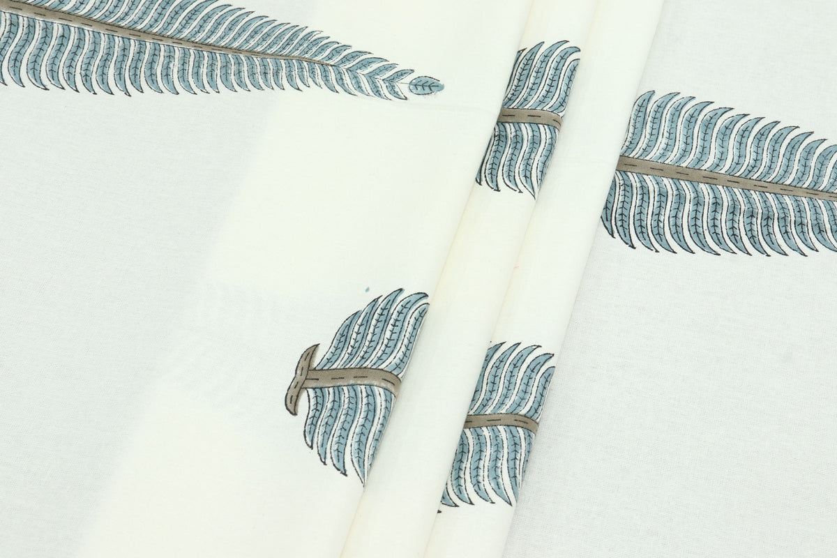 Indian Block Print Cotton Fabric: Mughal Floral Print, Hand Stamped
