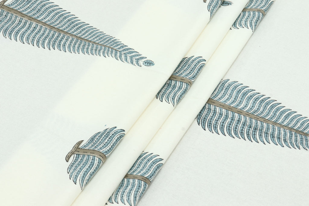Indian Block Print Cotton Fabric: Mughal Floral Print, Hand Stamped