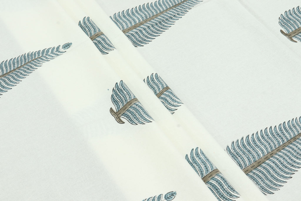 Indian Block Print Cotton Fabric: Mughal Floral Print, Hand Stamped