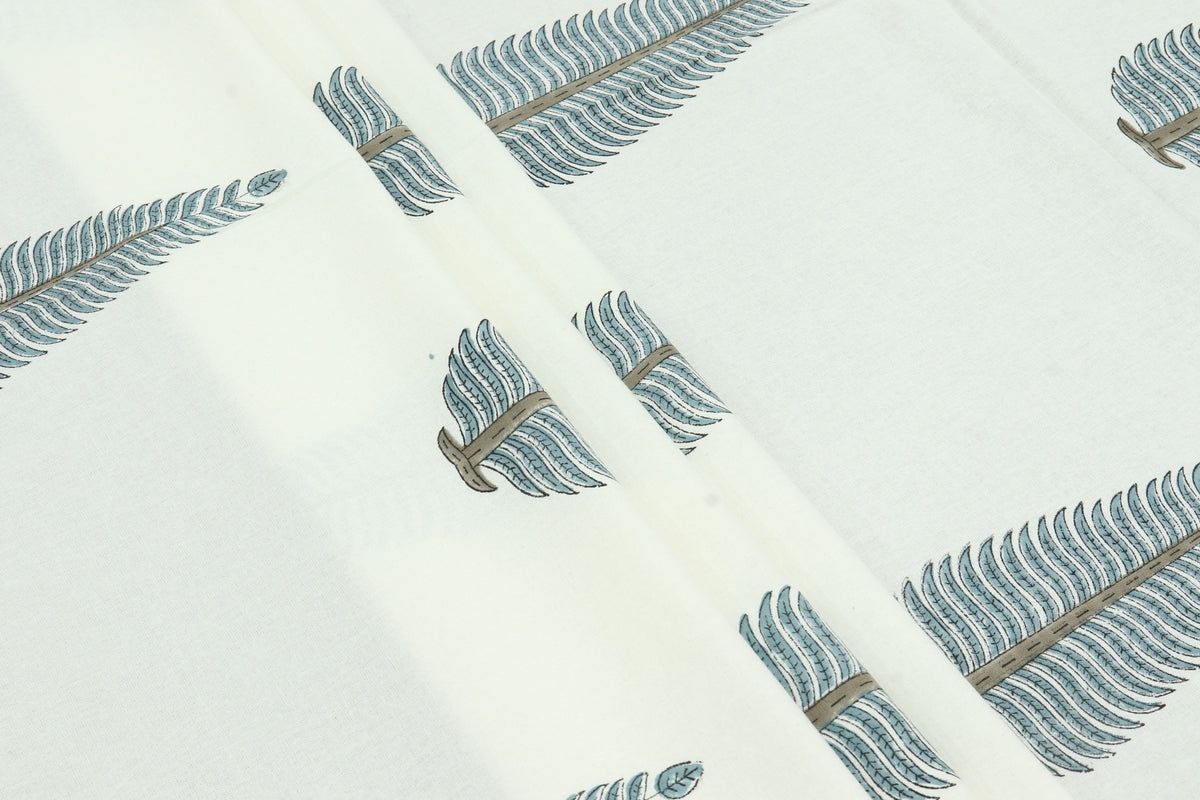 Indian Block Print Cotton Fabric: Mughal Floral Print, Hand Stamped