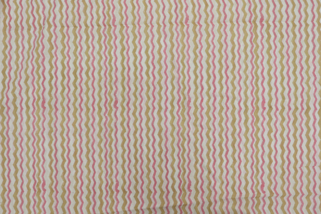 Pink Cotton Traditional Floral Hand Block Print Unstiched Material For Men's Kurta Shirts & Women's Kurti and Other Dress Material