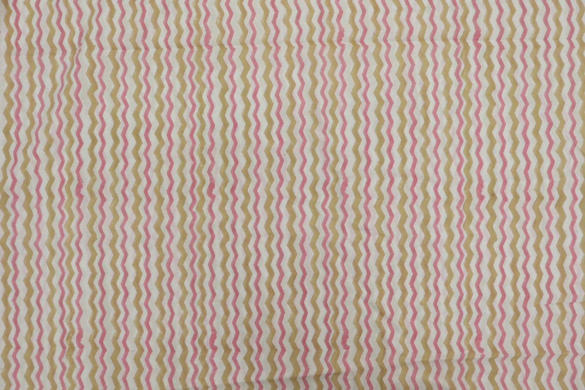 Pink Cotton Traditional Floral Hand Block Print Unstiched Material For Men's Kurta Shirts & Women's Kurti and Other Dress Material