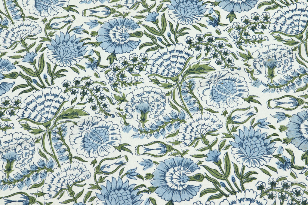 Indian Cotton Fabric: Hand Block Print Floral, 1 Yard