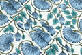 Mughal Floral Print Cotton Fabric: Hand Block Printed Indian Fabric