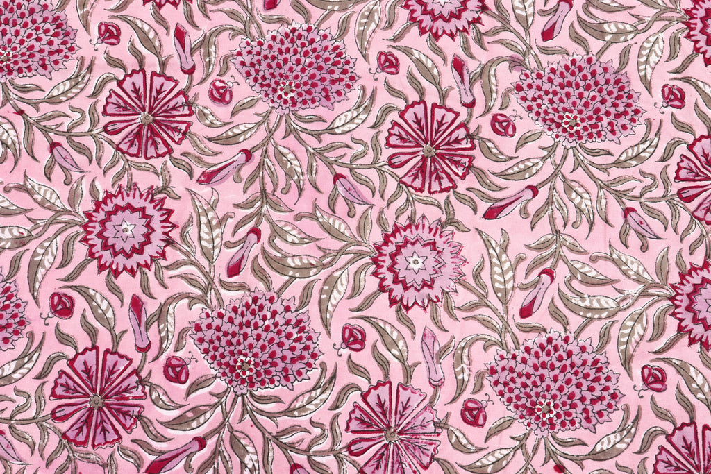 Pink colour Indian Soft Cotton Fabric, 100% pure cotton cloth, Indian Wood Block, Liverpool
