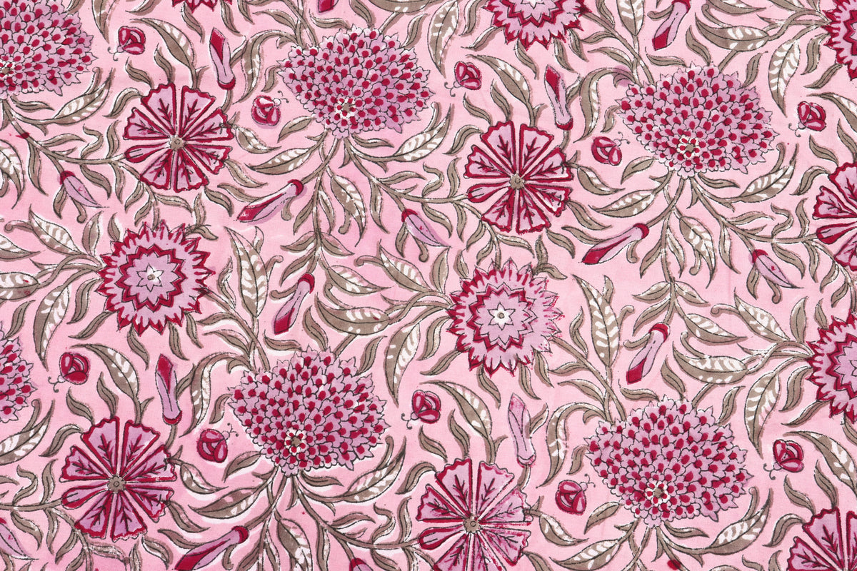 Pink colour Indian Soft Cotton Fabric, 100% pure cotton cloth, Indian Wood Block, Liverpool