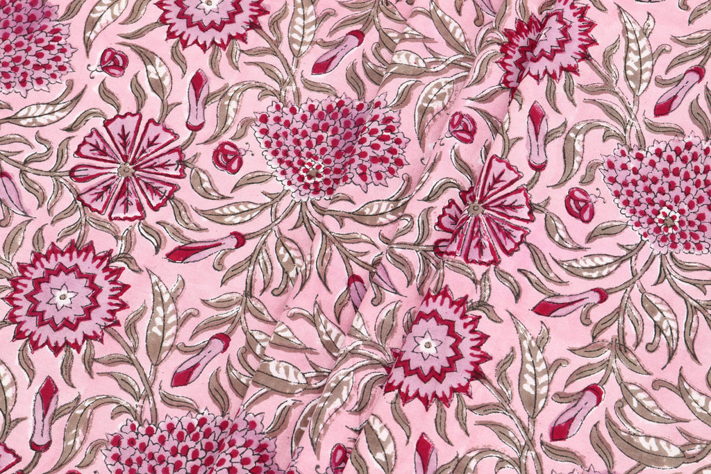 Pink colour Indian Soft Cotton Fabric, 100% pure cotton cloth, Indian Wood Block, Liverpool