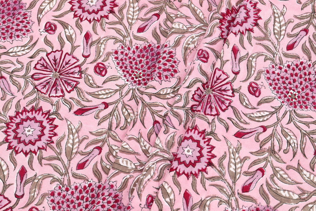 Pink colour Indian Soft Cotton Fabric, 100% pure cotton cloth, Indian Wood Block, Liverpool