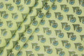 Yellow and Blue block print floral fabric, 100% linen fabric by the yard, pure cotton block print fabric by the meter