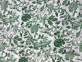 Green and White Floral Block Print Cotton Fabric - Indian Floral Design