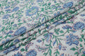 Blue and White block print floral fabric, 100% linen fabric by the yard, pure cotton block print fabric by the meter