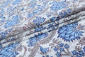 Blue and White block print floral fabric, 100% linen fabric by the yard, pure cotton block print fabric by the meter