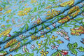 Blue and Yellow block print floral fabric, 100% linen fabric by the yard, pure cotton block print fabric by the meter