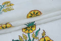 Yellow and White block print floral fabric, 100% linen fabric by the yard, pure cotton block print fabric by the meter