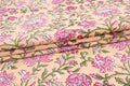 Orange and Pink block print floral fabric, 100% linen fabric by the yard, pure cotton block print fabric by the meter