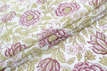 Mughal Floral Block Print Fabric: Purple, Green, & White Linen