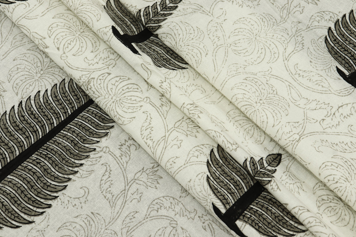Mughal Print Cotton Fabric: Hand Block Printed Indian Fabric by Yard