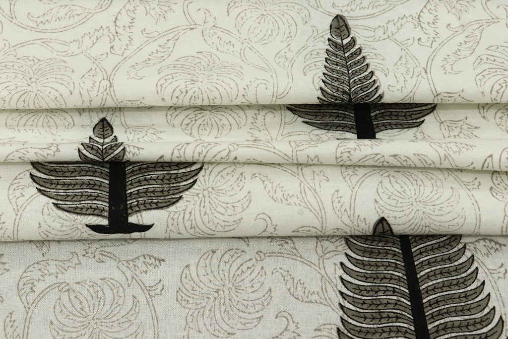 Mughal Print Cotton Fabric: Hand Block Printed Indian Fabric by Yard