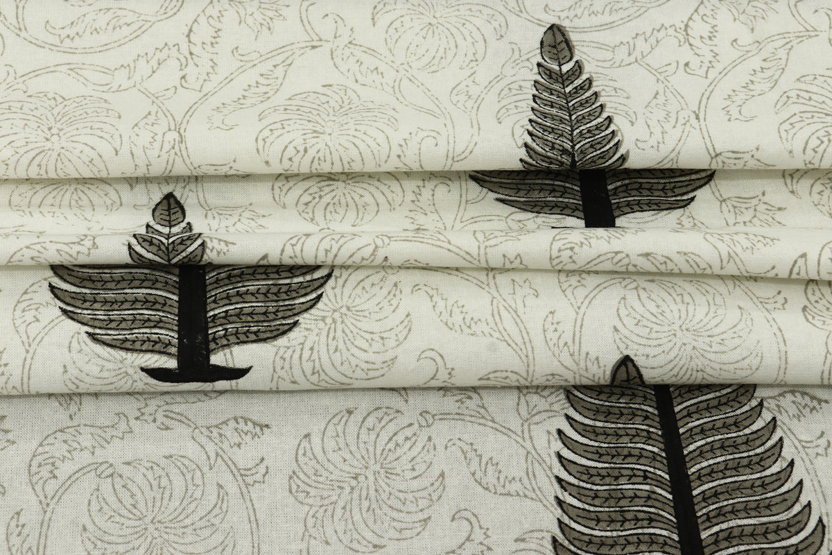 Mughal Print Cotton Fabric: Hand Block Printed Indian Fabric by Yard