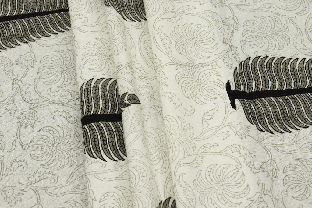 Mughal Print Cotton Fabric: Hand Block Printed Indian Fabric by Yard