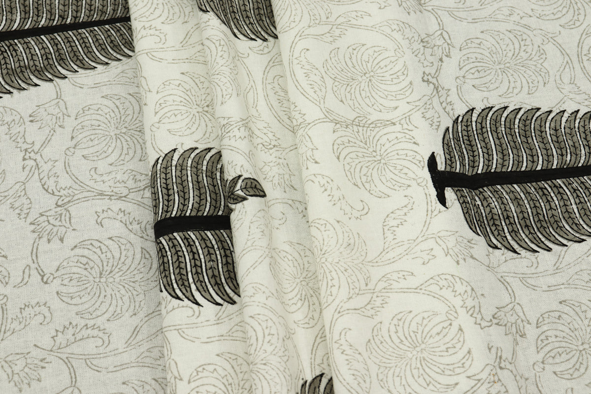 Mughal Print Cotton Fabric: Hand Block Printed Indian Fabric by Yard