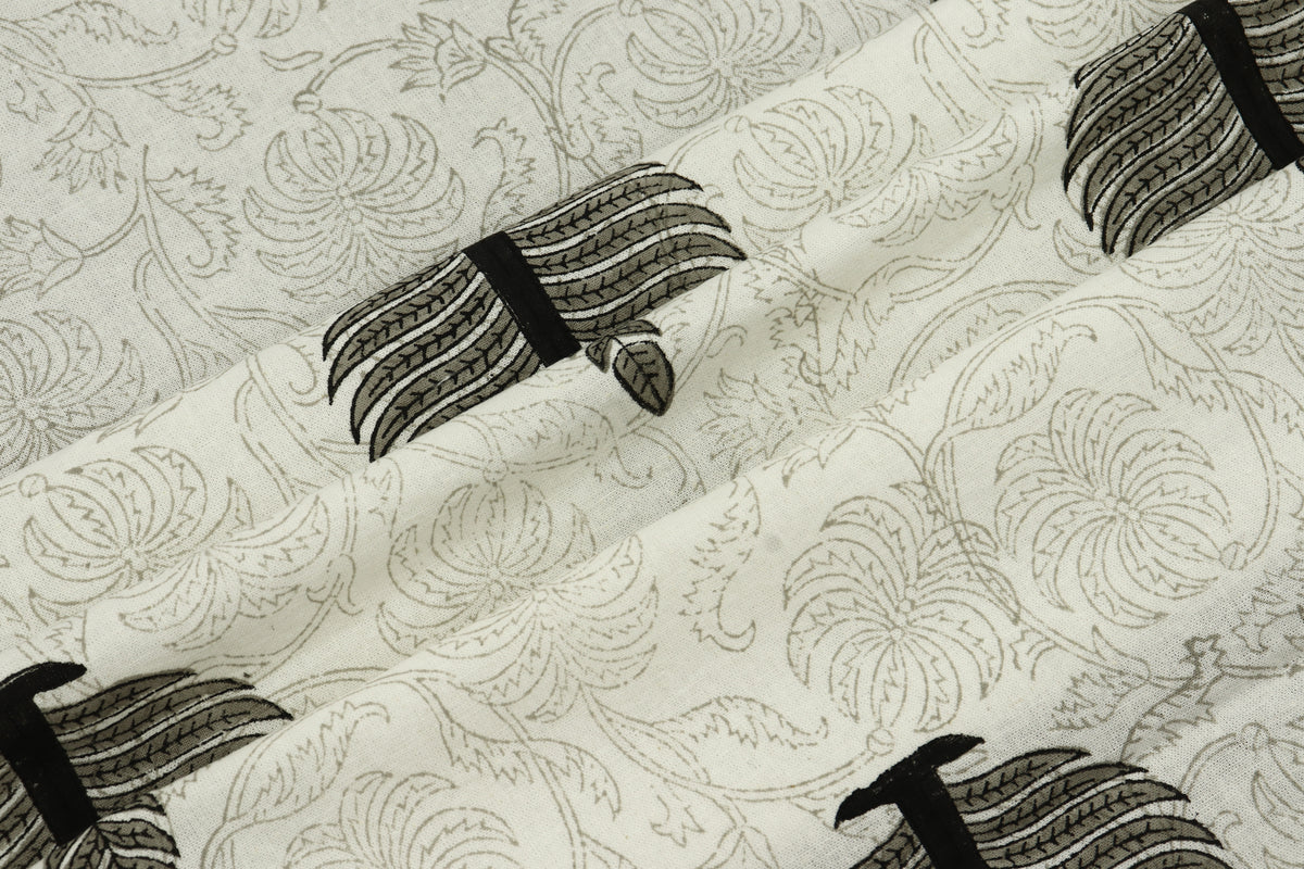 Mughal Print Cotton Fabric: Hand Block Printed Indian Fabric by Yard