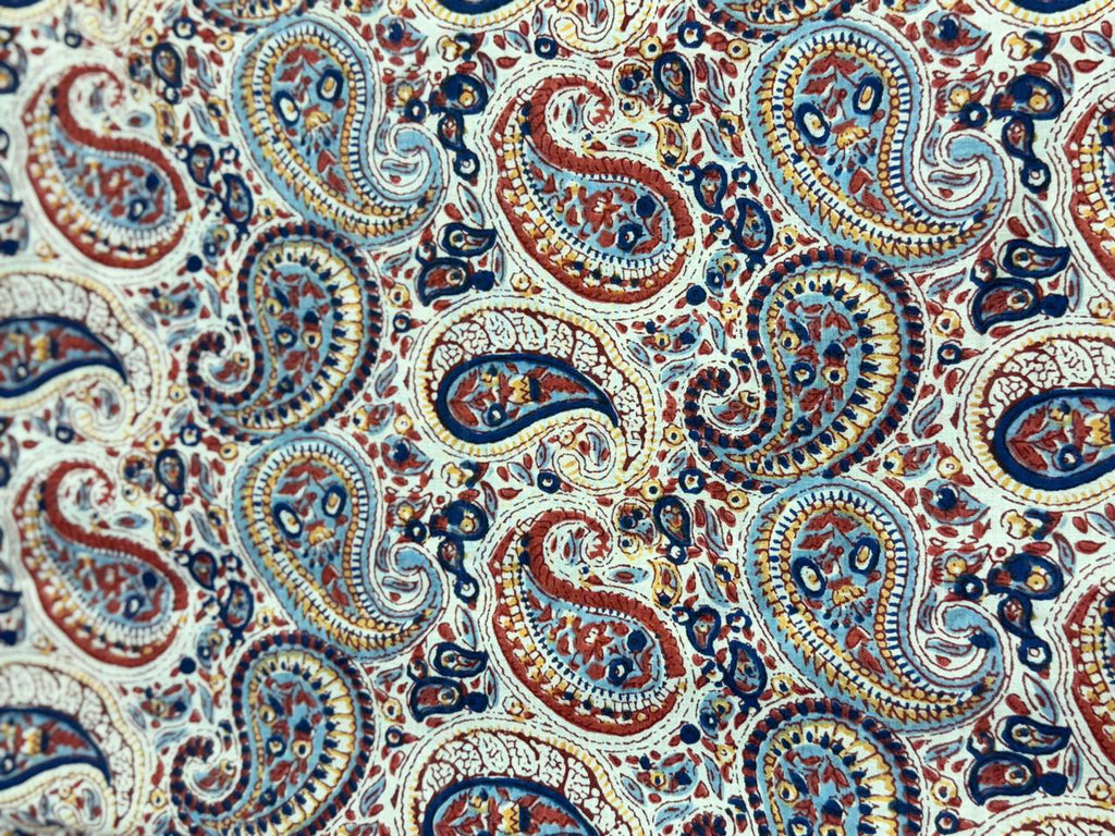 Hand Block Print Cotton Fabric: Multicolour Floral Indian Fabric