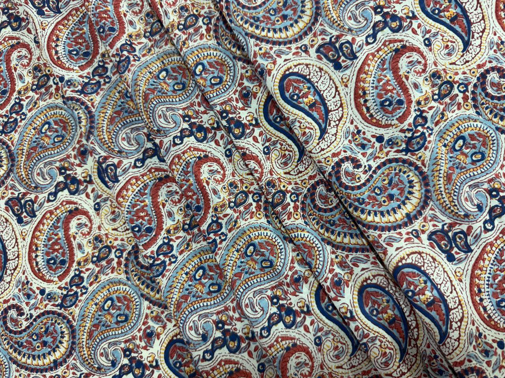 Hand Block Print Cotton Fabric: Multicolour Floral Indian Fabric