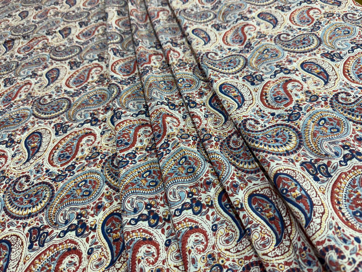 Hand Block Print Cotton Fabric: Multicolour Floral Indian Fabric