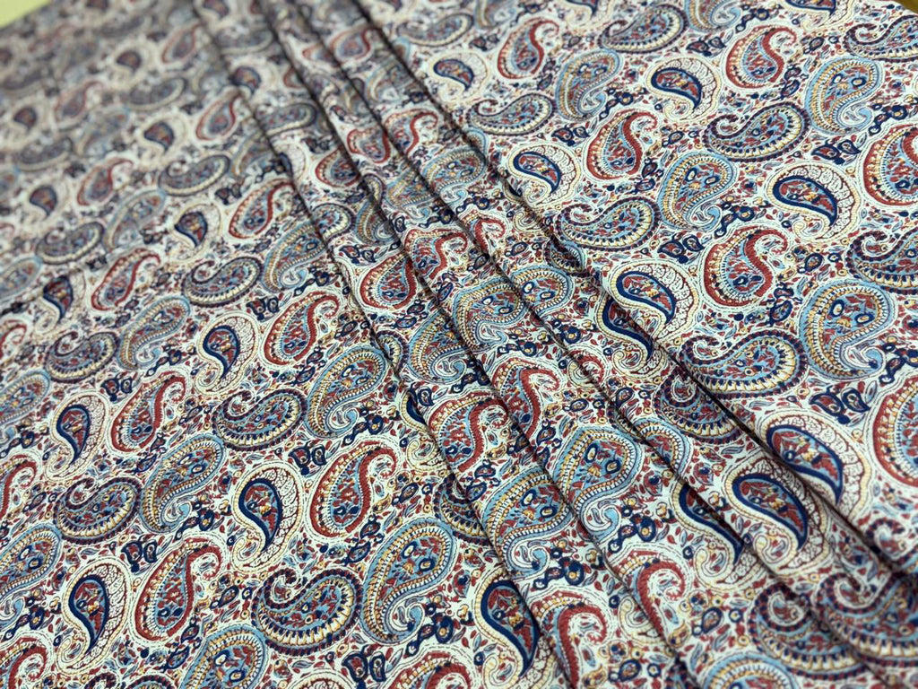 Hand Block Print Cotton Fabric: Multicolour Floral Indian Fabric