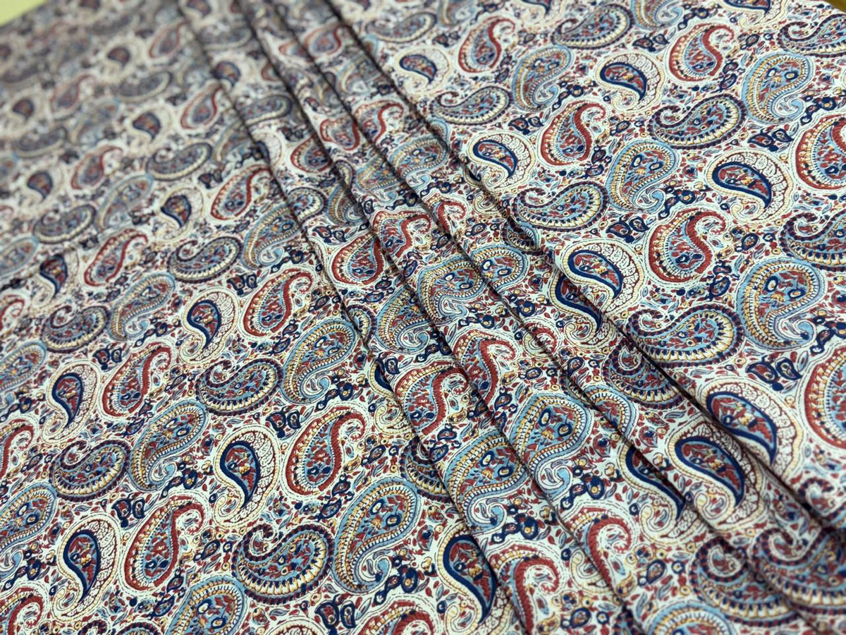 Hand Block Print Cotton Fabric: Multicolour Floral Indian Fabric