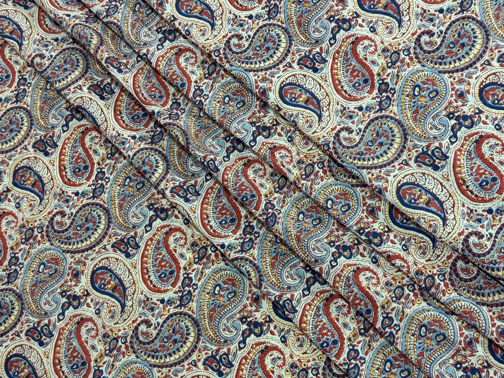 Hand Block Print Cotton Fabric: Multicolour Floral Indian Fabric