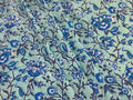 Hand Block Print Cotton Fabric: Blue and Green Floral Indian Fabric