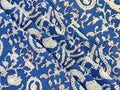 Hand Block Print Cotton Fabric: Blue and White Floral Indian Fabric