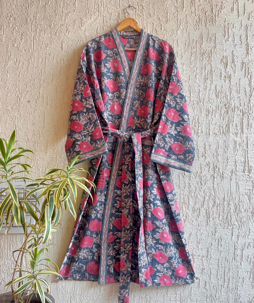 Hand Block Printed Terry Cotton Bathrobe