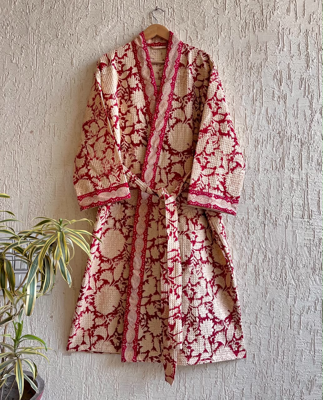 Hand Block Printed Terry Cotton Bathrobe