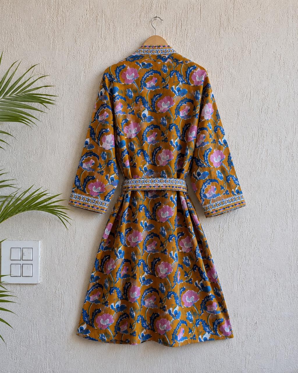 Hand Block Printed Terry Cotton Bathrobe