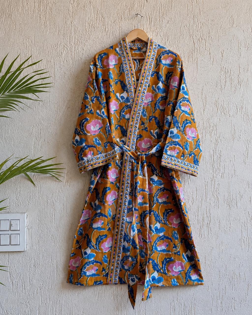 Hand Block Printed Terry Cotton Bathrobe