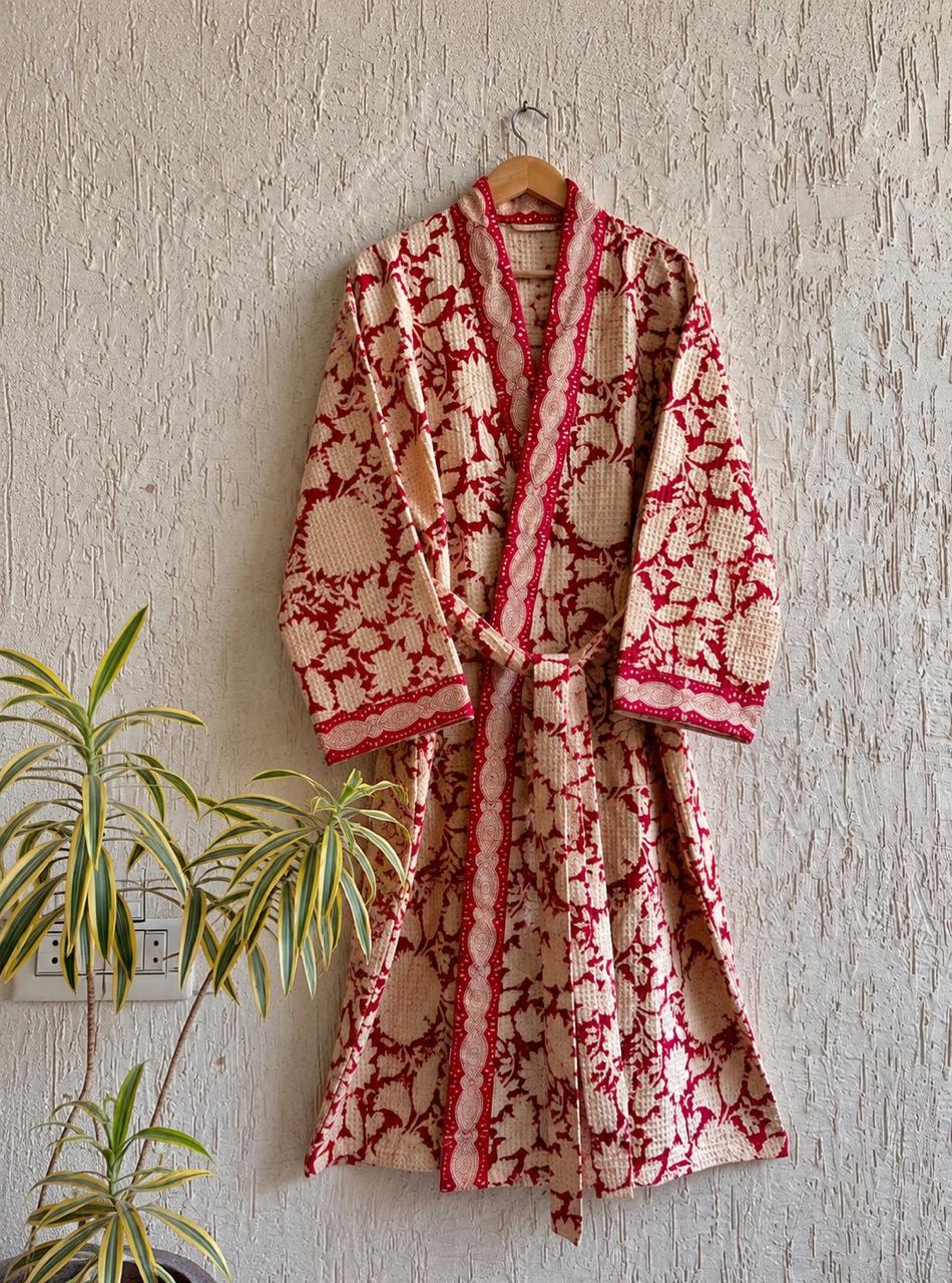 Hand Block Printed Terry Cotton Bathrobe
