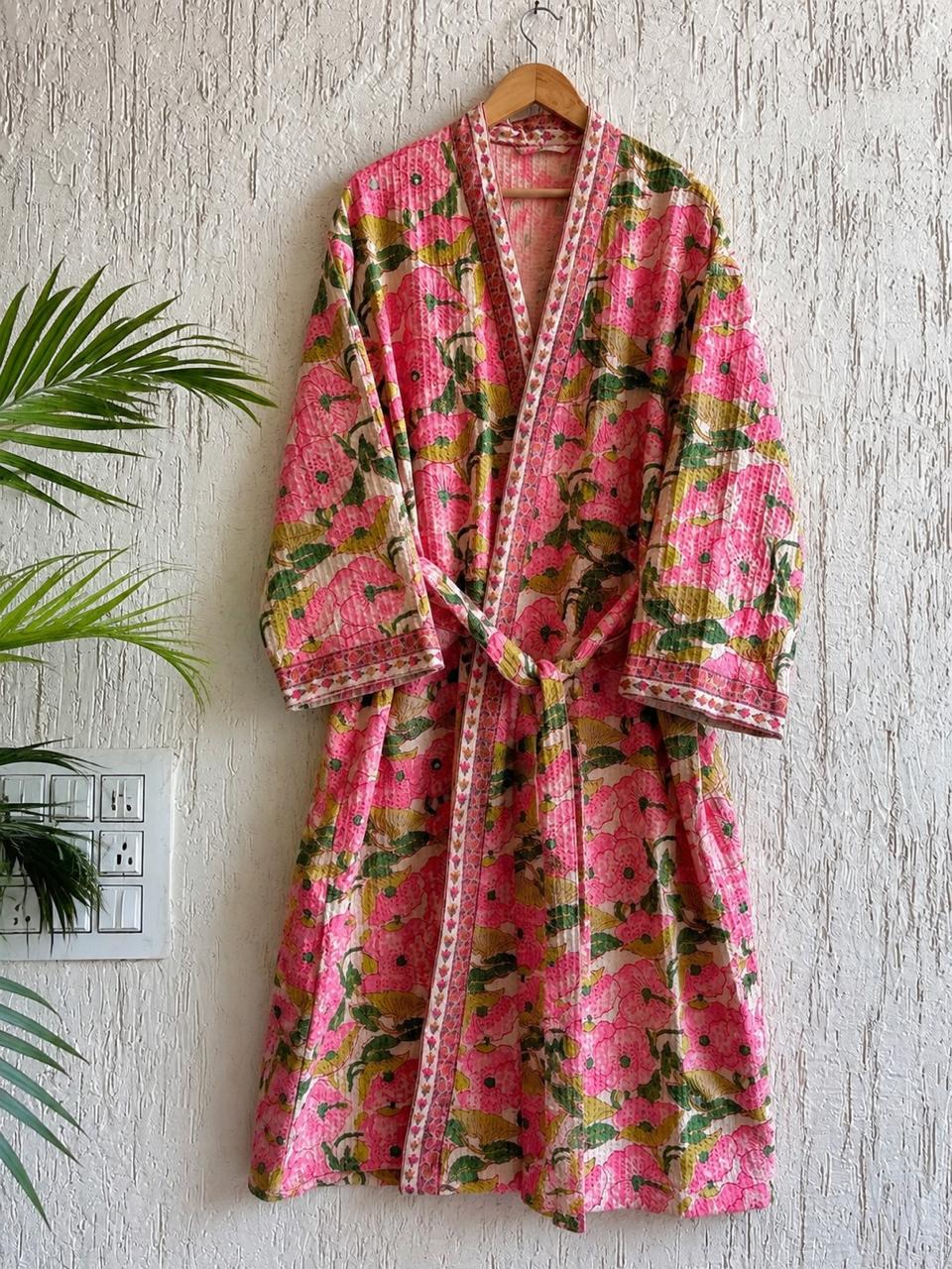 Hand Block Printed Terry Cotton Bathrobe