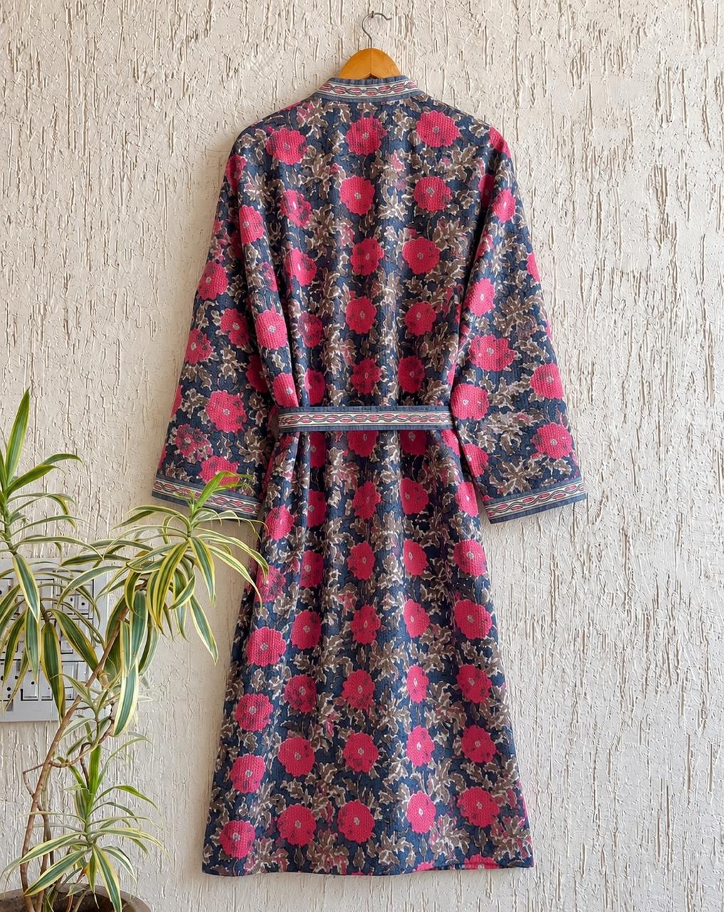 Hand Block Printed Terry Cotton Bathrobe
