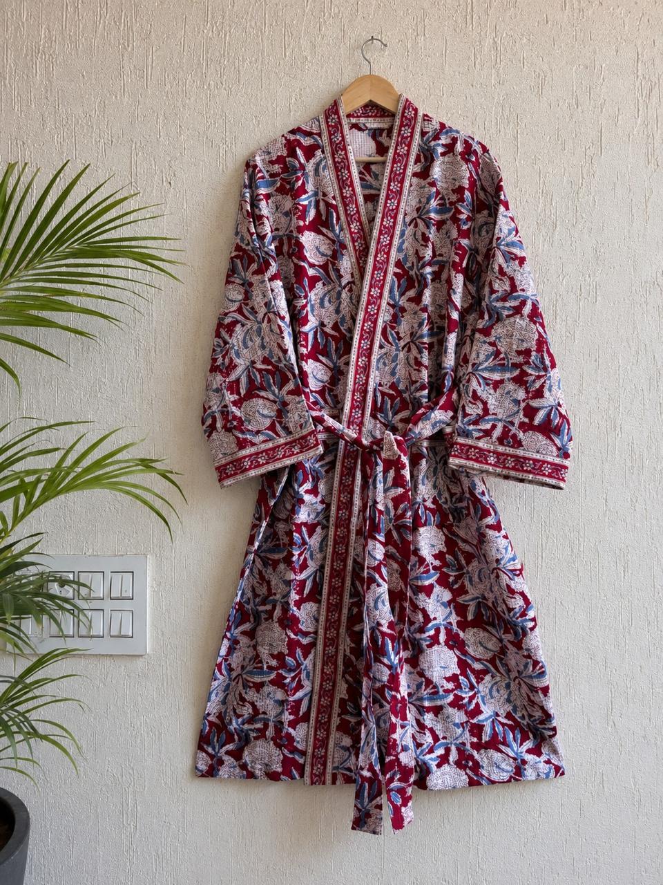 Hand Block Printed Terry Cotton Bathrobe